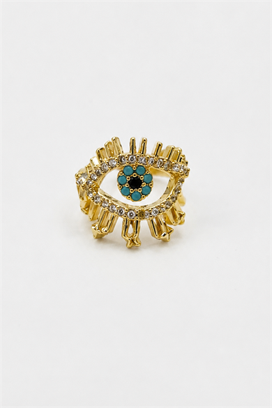 Altın   Renk Göz Figürlü  TX Ear Cuff (Tek)