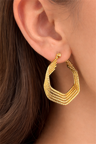 Altın Renk Çelik Halka Küpe (Çift)