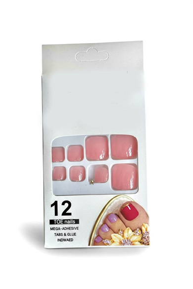 12li Açık Pembe Renk Takma Tırnak Set (Yapıştırıcılı)