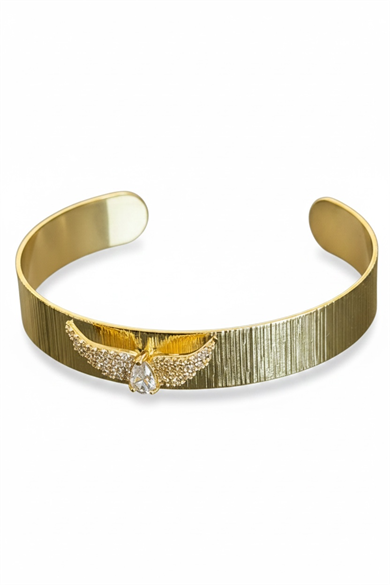 Altın Renk Melek Kanadı Figürlü Kelepçe Bileklik