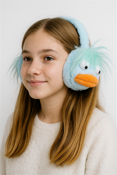 Mavi Renk Canavar Figürlü Peluş Kulaklık