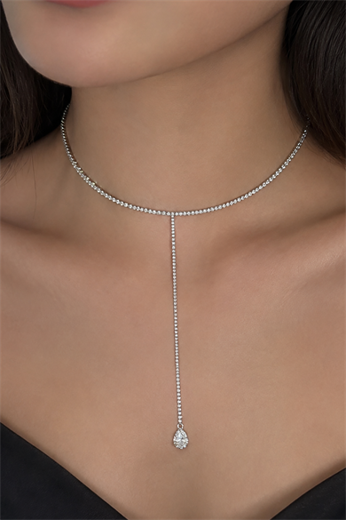 Gümüş Renk 14K Altın Kaplama Vip Choker Kolye