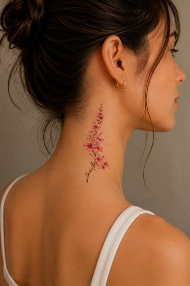 Pembe Çiçek Mini Geçici Dövme Tattoo