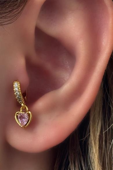 Altın Renk Kalp Figürlü Çelik Tragus/Kıkırdak Küpe/Piercing (Tek)