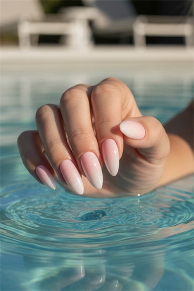 12li Pembe Ve Beyaz Renk Sim Detaylı Takma Tırnak Set (Yapıştırıcılı)