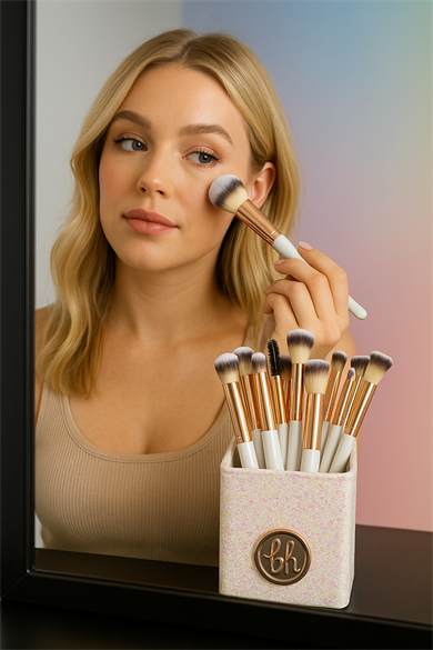 Beyaz Renk Profesyonel 13lü Standlı Makyaj Fırça Seti