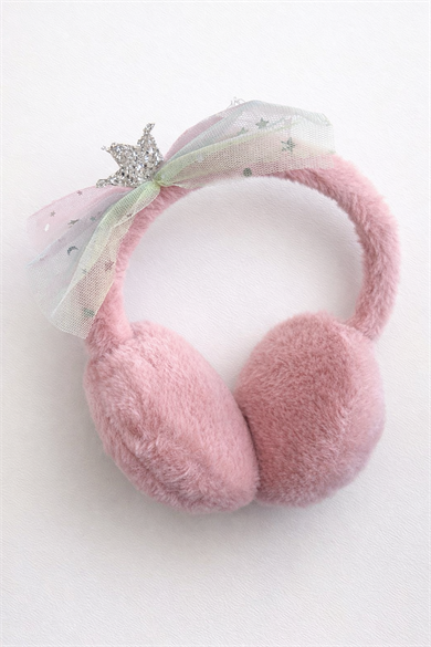 Koyu Pembe Renk Kurdele Figürlü Peluş Kulaklık