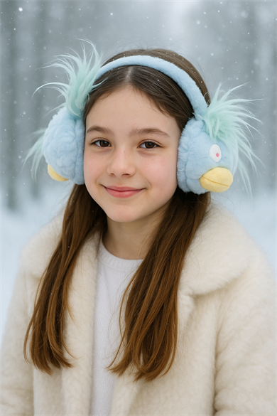 Mavi Renk Canavar Figürlü Peluş Kulaklık