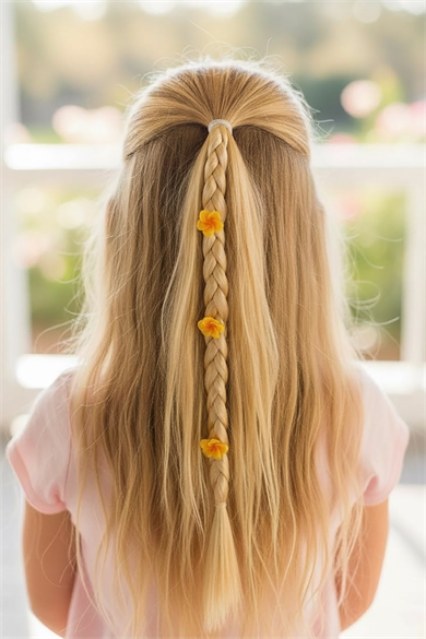 Sarı Renk Çiçek Figürlü Saç Detaylı Lastik Toka
