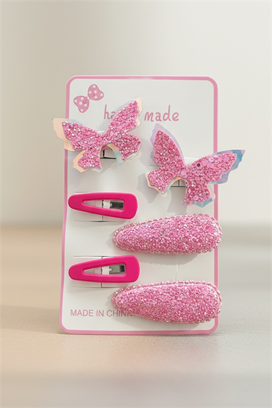 6lı Karışık Renk Kelebek Figürlü Yan Toka Set