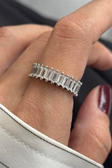 Gümüş Renk Taş Detaylı Ayarlanabilir Yüzük