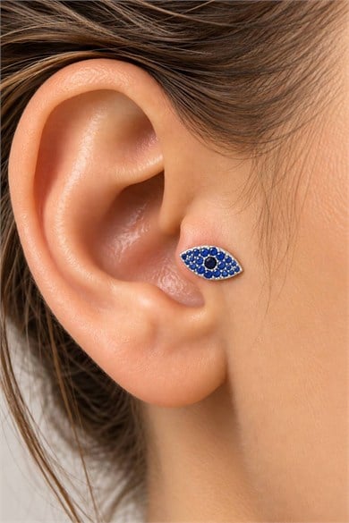 Gümüş Renk Taşlı Cerrahi Çelik Tragus/Kıkırdak Küpe/Piercing (Tek)