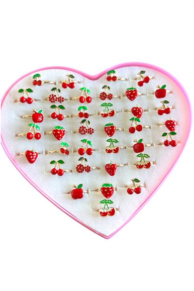 36lı Karışık Renk Karışık Figürlü Ayarlanabilir Çocuk Yüzük Set