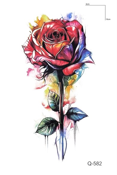 Karışık Renk Gül Mini Geçici Dövme Tattoo