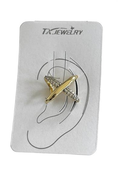 Altın Ve Gümüş Renk 14K Altın Kaplama TX Ear Cuff (Tek)