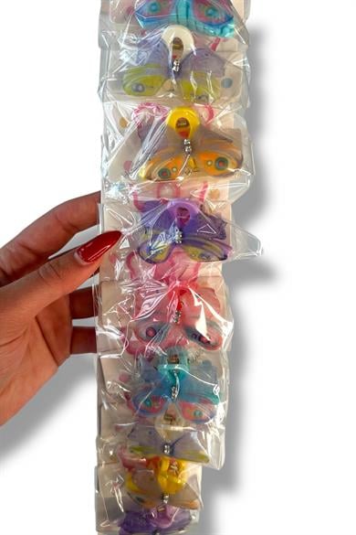 10lu Karışık Renk Kelebek Figürlü Mini Mandal Lastik Toka Set