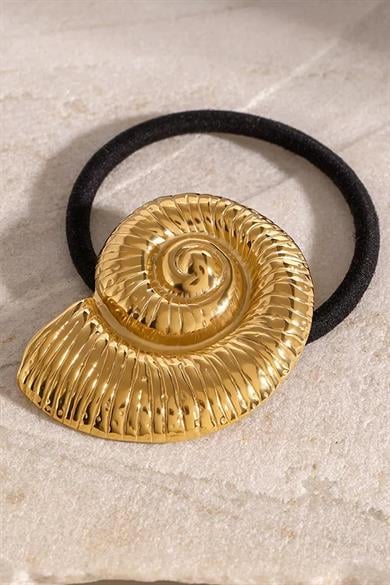 Altın Renk Deniz Kabuğu Detaylı Metal Lastik Toka