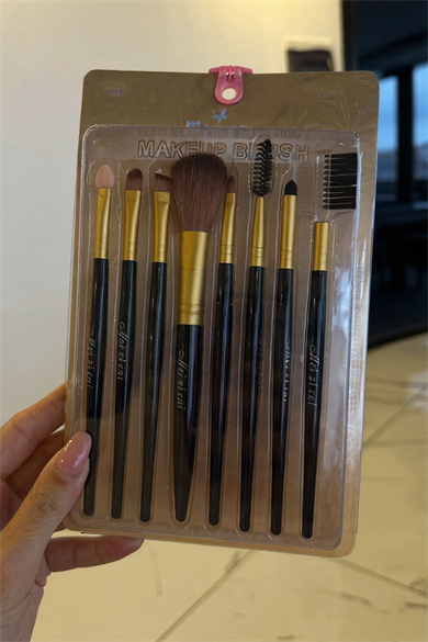 8li Altın Ve Siyah Renk Makyaj Fırçası Set