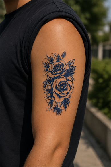 Gül Sonradan Kararan Yarı Kalıcı Geçici Dövme Tattoo