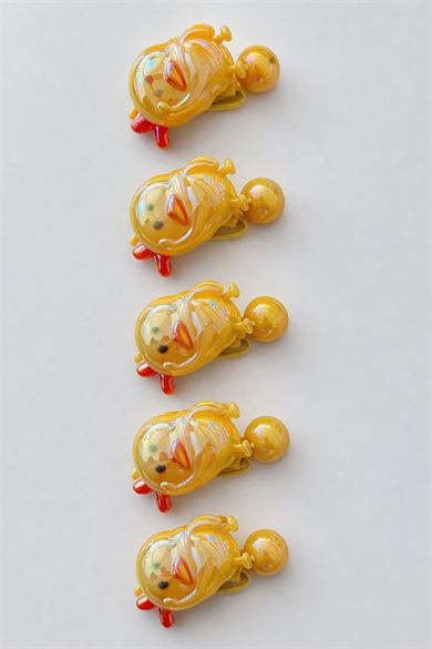 12li Sarı Renk Civciv Figürlü Lastik Toka Set