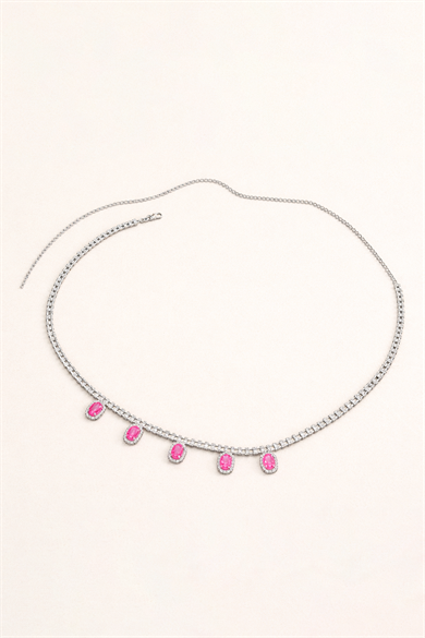 Gümüş Renk Taş Detaylı Tasarım Bel Zinciri/Vücut Aksesuar