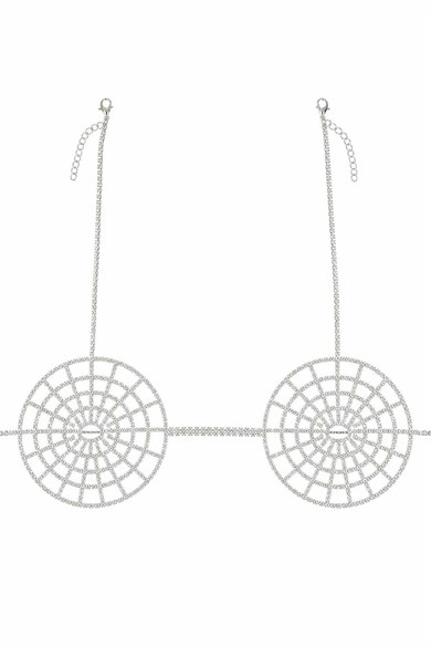 Gümüş Renk Taş Detaylı Bikini Üstü /Bralet /Vücut Aksesuarı