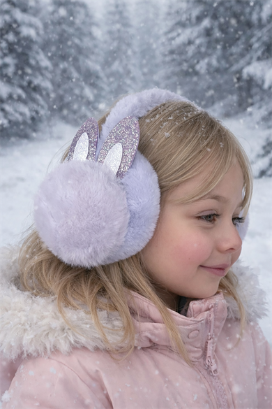 Mor Renk Kulak Figürlü Peluş Kulaklık