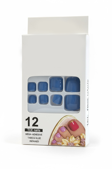 12li Mavi Renk Takma Tırnak Set (Yapıştırıcılı)