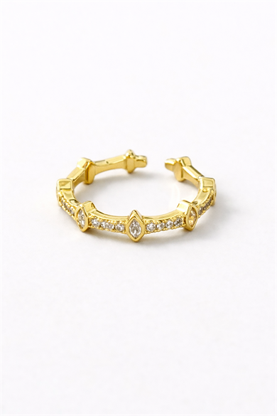 Altın Renk Taş Detaylı Ayarlanabilir  Yüzük