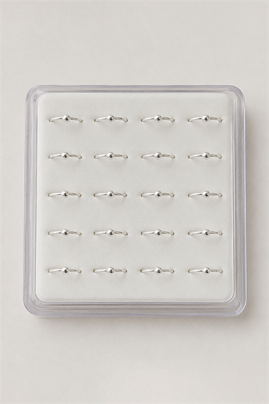 20li Gümüş Renk Halka Piercing Set
