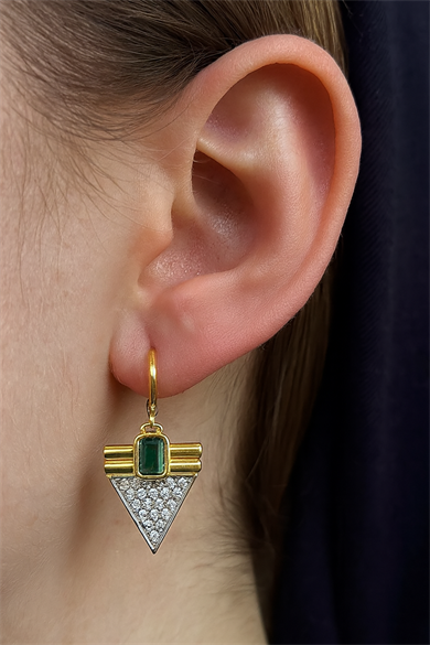 Altın Renk Taş Detaylı YSX Küpe (Çift)