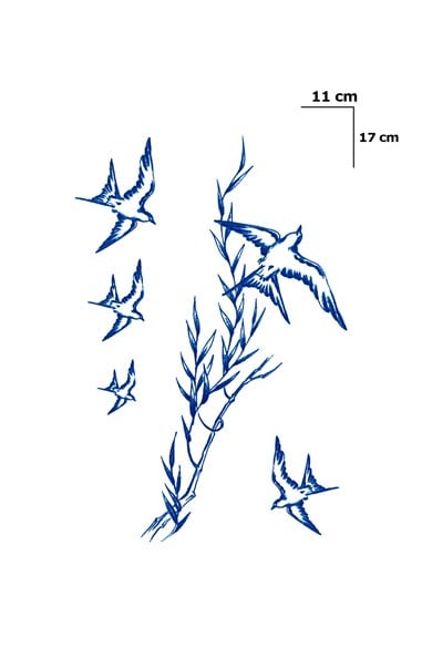 Kırlangıç Kuş Sonradan Kararan Yarı Kalıcı Geçici Dövme Tattoo