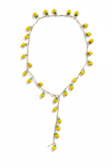 Altın Renk Sarı Kalp Figürlü Çelik Y Kolye