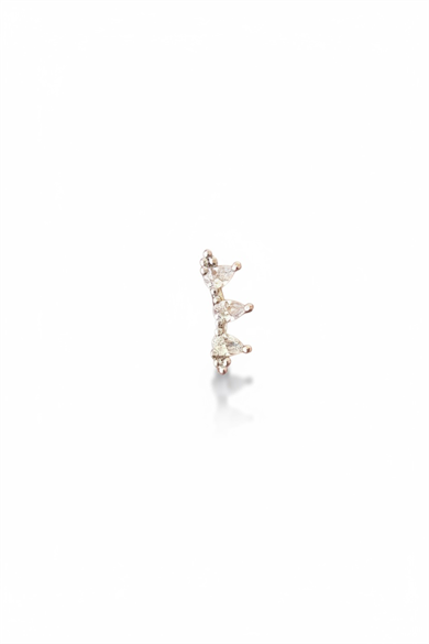 Gümüş Renk Taşlı Cerrahi Çelik Tragus/Kıkırdak Küpe/Piercing (Tek)