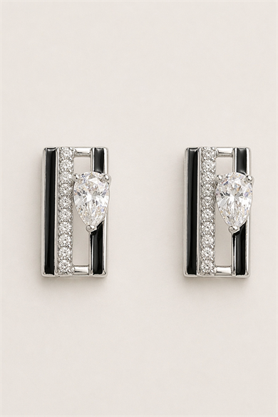 Gümüş Renk Taş Detaylı Xuping Küpe (Çift)