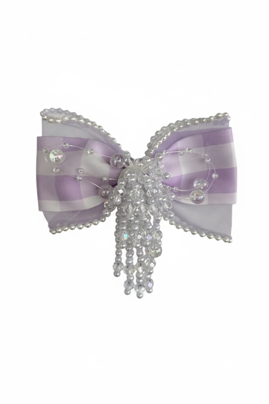 Mor Renk Kurdele Figürlü İnci Detaylı Pens Toka