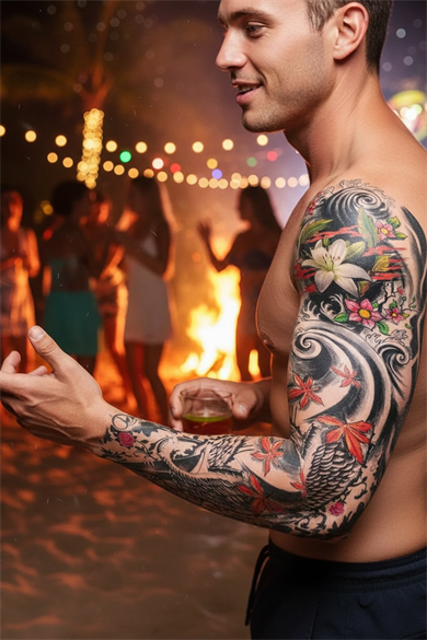 Geçici Çiçek Figürlü Kol Dövme Tattoo