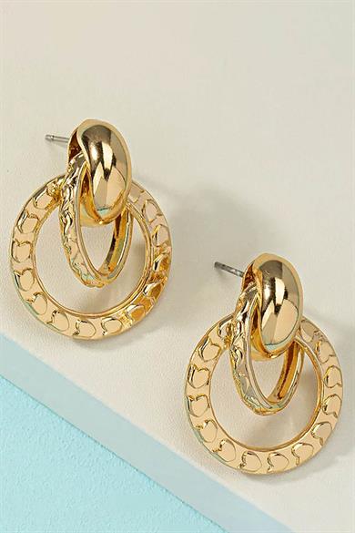 Altın Renk Halka Detaylı Küpe (Çift)