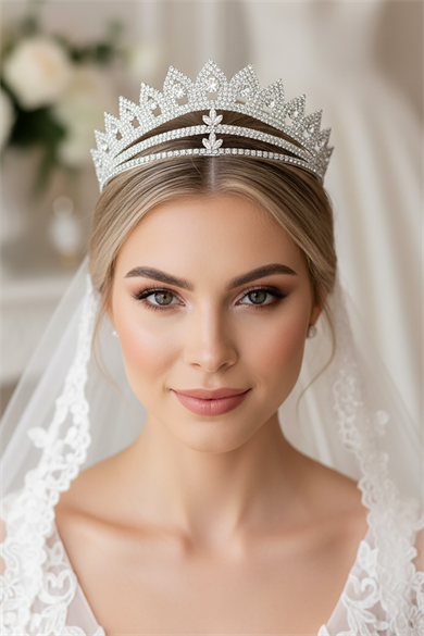 Zirkon Taşlı Gelin/Kına/Nişan/Söz Tasarım Taç