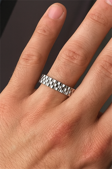 12li Gümüş Renk Çelik Erkek Yüzük Set