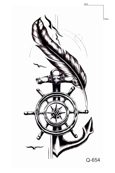 Çapa Pusula Geçici Dövme Tattoo