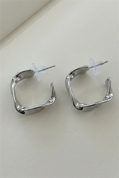 Gümüş Renk Çelik Halka Küpe (Çift)