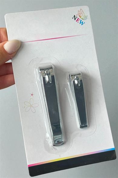 Gümüş Renk 2li Orta Boy Ve Büyük Boy Tırnak Makası Set