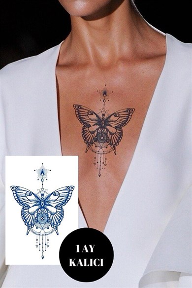 Kelebek Sonradan Kararan Yarı Kalıcı Geçici Dövme Tattoo