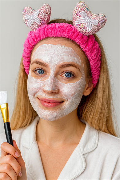 Fuşya Renk Kalp Figürlü Peluş Saç Bandı