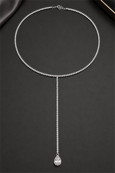Gümüş Renk 14K Altın Kaplama Vip Choker Kolye