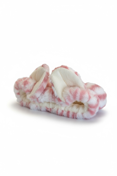 Beyaz Ve Pembe Renk Kulak Detaylı Peluş Saç Bandı