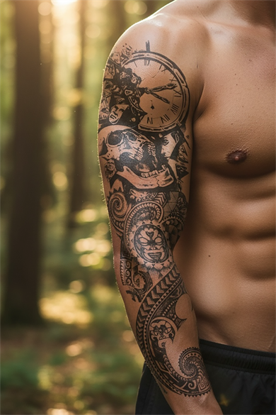 Temporary draft and clock arm tattoo tattoo