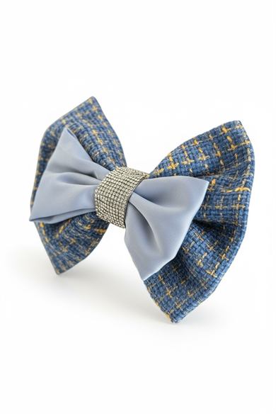 Mavi Renk Taş Detaylı Kurdele Otomat Toka