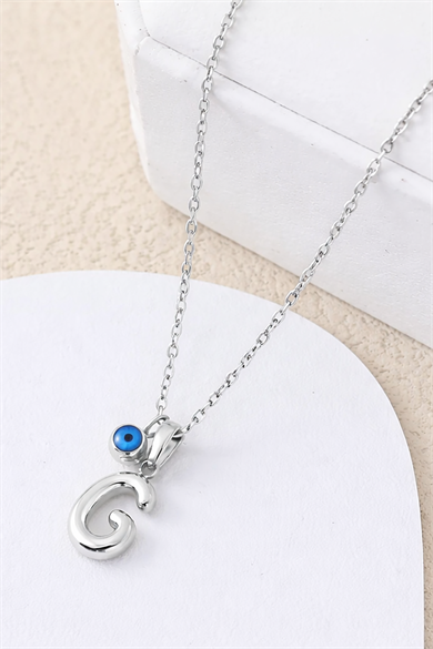 Gümüş Renk G Harf Çelik Kolye